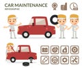 Car maintenance infographic. Set of garage icons. Royalty Free Stock Photo
