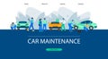 Car maintenance and repair shop web banner design flat vector illustration Royalty Free Stock Photo