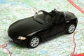 Car on map Royalty Free Stock Photo