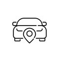 Car and map pointer. Vehicle location. Pixel perfect, editable stroke