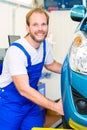 Car mechanic and auto in service workshop Royalty Free Stock Photo