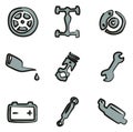 Car Mechanic Icons Freehand 2 Color Royalty Free Stock Photo