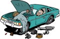 Car mechanic fixing a car