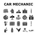 car mechanic repair service icons set vector Royalty Free Stock Photo