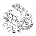 A car mechanic repairs a car Royalty Free Stock Photo