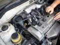 Car mechanic working in auto repair service Royalty Free Stock Photo