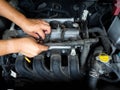 Car mechanic working in auto repair service Royalty Free Stock Photo