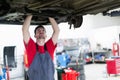 Car mechanic working at automotive service center Royalty Free Stock Photo