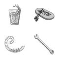Car mechanician, leisure, business and other monochrome icon in cartoon style. key, tool, repair, icons in set
