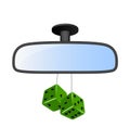 Car mirror with pair of green dices Royalty Free Stock Photo