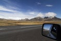 Car mirror on a the ring road in Iceland Royalty Free Stock Photo