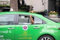 `Car Mob` Protesters a three finger salute to show symbolic gestures between driving vehicles and honk.