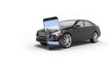 car mobile diagnostic concept black car studio view 3d render image