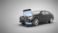 car mobile diagnostic concept black car studio view 3d render image