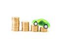 Car model with gold coins, car prices concept creative picture
