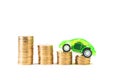 Car model with gold coins, car prices concept creative picture