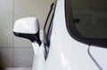 Car mirror side rear view white color Royalty Free Stock Photo