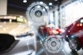car modern vehicle new technology in showroom blurry