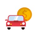 Car and money coin icon