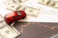 Car and money. Concept for buying, renting, insurance, fuel, service and repair costs Royalty Free Stock Photo