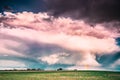 Car In Motion In Countryside Rural Field Spring Meadow Landscape Royalty Free Stock Photo