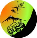 Car mountain Offroad compass silhouette logo vector Royalty Free Stock Photo