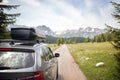 Car on a mountain road.Freedom car travel concept Royalty Free Stock Photo