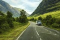 Car on a mountain road in Scotland,UK