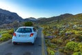 Car in mountains. Road in the Crete mountains with an amazing view. Greece Royalty Free Stock Photo