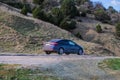 car moves along the country road Royalty Free Stock Photo