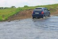 The car moves the river to the ford Royalty Free Stock Photo