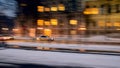 Car moving fast in the night city in motion blur Royalty Free Stock Photo