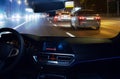car moving on highway at night Royalty Free Stock Photo