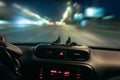 car moving on highway at night Royalty Free Stock Photo