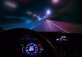 car moving on highway at night Royalty Free Stock Photo