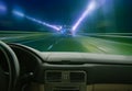 car moving on highway at night Royalty Free Stock Photo