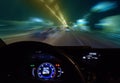 car moving on highway at night Royalty Free Stock Photo