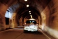 The car is moving rapidly through the tunnel. unsharply blurred Royalty Free Stock Photo