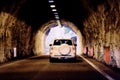 The car is moving rapidly through the tunnel. unsharply blurred Royalty Free Stock Photo