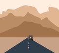 Car moving toward to the mountain on highway road countryside. Road trip landscape Concept. Royalty Free Stock Photo