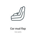 Car mud flap outline vector icon. Thin line black car mud flap icon, flat vector simple element illustration from editable car