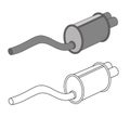Car mufflers set. Car part, vector illustration isolated on a white background Royalty Free Stock Photo