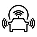 Car multi sensor icon outline vector. Front road