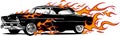 Car muscle old 70s vector illustration with flames Royalty Free Stock Photo