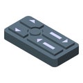 Car music remote control icon isometric vector. System speaker