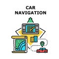 Car Navigation Device Concept Color Illustration