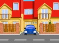 Car near the garage of new two storey house. Royalty Free Stock Photo