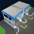 Car non-contact washing of self-service. Scheme of the working process of equipment. Illustration 3d model.