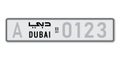 Car number plate Dubai. Vehicle registration license of United Arab Emirates