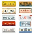 Car number plates vector registration signs set Royalty Free Stock Photo